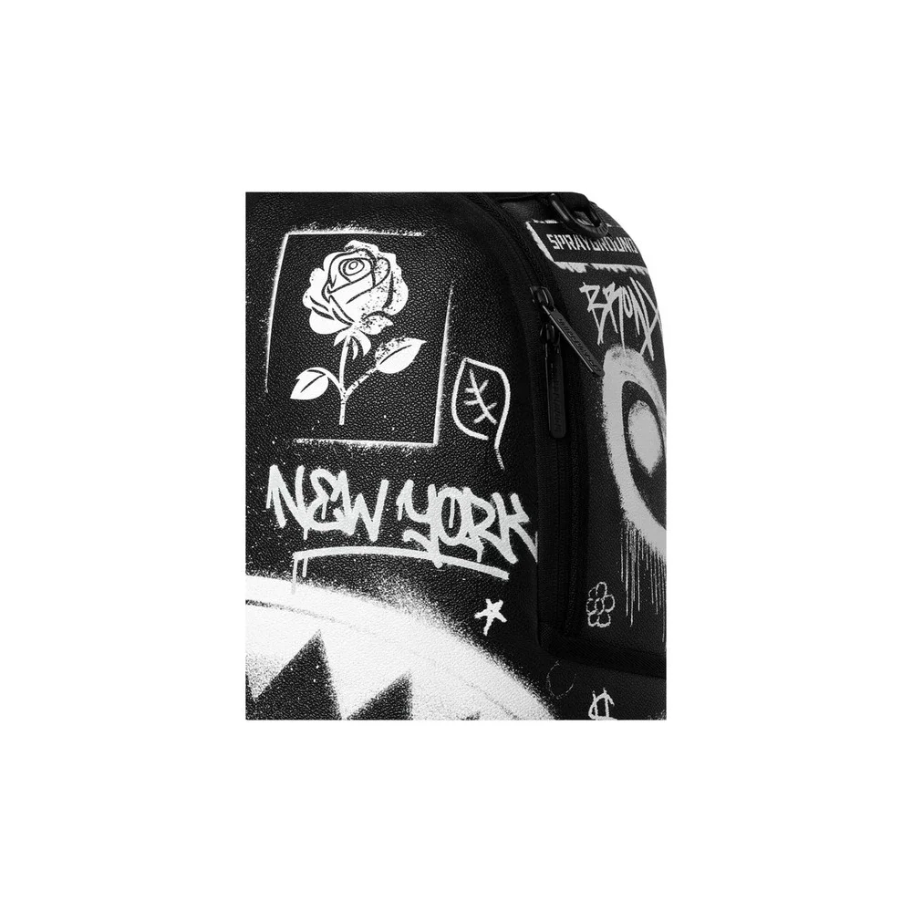 Sprayground x NYBG Bronx New York Botanical Garden Shark Backpack Black White